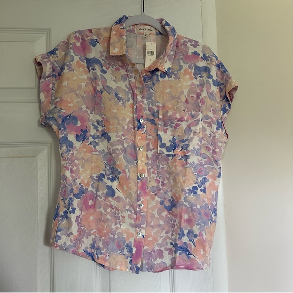 Cloth & Stone Pink and Blue Button Down Shirt - Picture 1 of 5